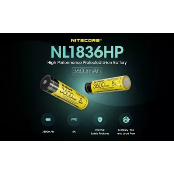 Nitecore NL1836HP 3600mAh 18650 Li-ion Button Top akkumulátor