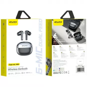 AWEI T92 ANC Pro True Wireless Earbuds with Charging Cradle, Black