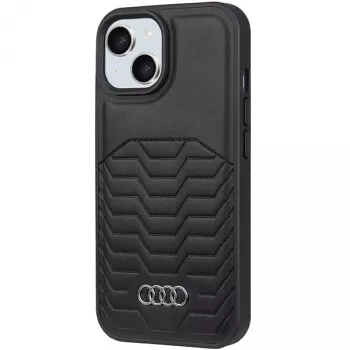Audi szintetikus bőr MagSafe keménytok iPhone 15 Plus / 14 Plus 6,7 inch – fekete