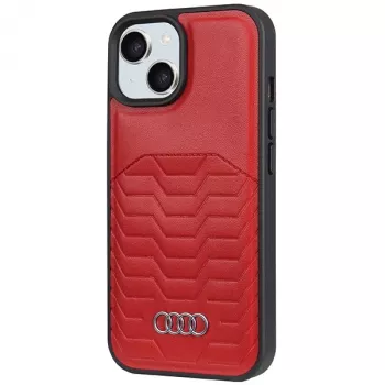 Audi szintetikus bőr MagSafe keménytok iPhone 15 Plus / 14 Plus 6.7 inch – piros