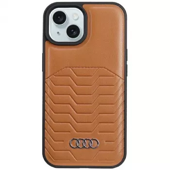 Audi szintetikus bőr MagSafe keménytok Apple iPhone 15 Plus / 14 Plus 6,7 inch barna