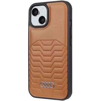 Audi szintetikus bőr MagSafe keménytok Apple iPhone 15 Plus / 14 Plus 6,7 inch barna