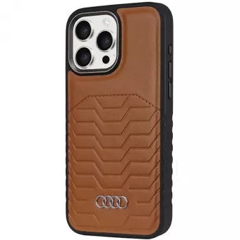 Audi szintetikus bőr MagSafe keménytok Apple iPhone 15 Pro Max 6,7 inch barna
