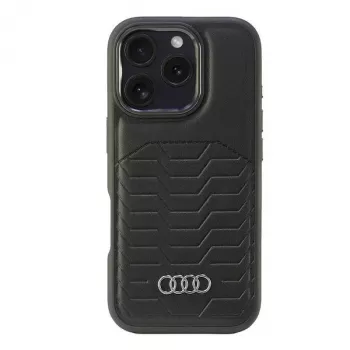 Audi műbőr MagSafe tok iPhone 16 Pro 6,3 inch fekete merev hátlap
