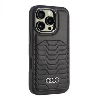 Audi műbőr MagSafe tok iPhone 16 Pro 6,3 inch fekete merev hátlap