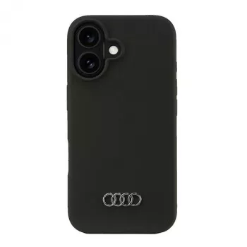 Audi szilikon tok iPhone 16 6,1 inch - fekete merev hátlap AU-LSRIP16-Q3/D1-BK