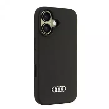Audi szilikon tok iPhone 16 6,1 inch - fekete merev hátlap AU-LSRIP16-Q3/D1-BK