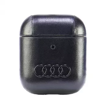 Audi bőr Big Logo AirPods 1/2 tok fekete AU-AP-GT/D3-BK