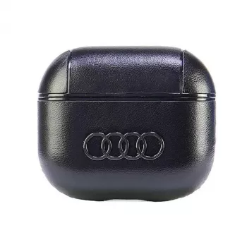 Audi bőr Big Logo AirPods 3 tok fekete AU-AP3-GT/D3-BK