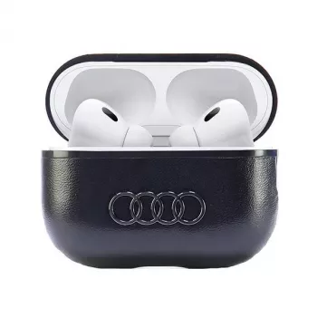 Audi bőr Big Logo AirPods Pro 2 tok fekete AU-APP2-GT/D3-BK