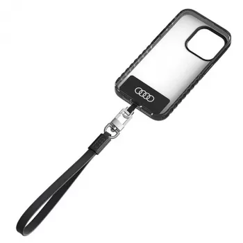 Audi univerzális telefontartó nyakpánt 28cm 10mm bőr fekete AU-HSLSL-GT/D1-BK