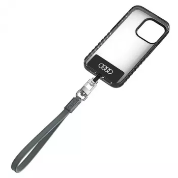 AUDI univerzális telefontartó nyakpánt 28cm 10mm bőr szürke AU-HSLSL-GT/D1-GY