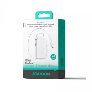 Joyroom JR-PR2 power bank 35W 10000mAh kihúzható USB-C kábellel és beépített Lightning kábellel – fehér