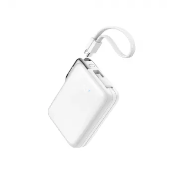 Joyroom JR-PBF27 Pro power bank 10000mAh 30W beépített USB-C kábellel és további kétirányú USB-C–Lightning kábellel – fehér