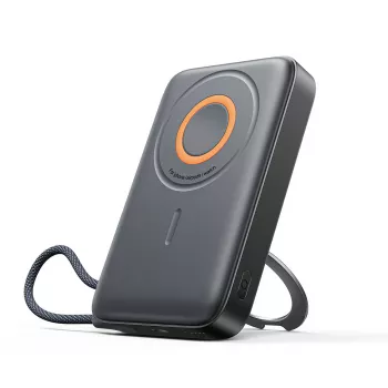 Joyroom JR-PBM02 power bank 22,5W 10000mAh 3 az 1-ben induktív mágneses MagSafe-kompatibilis beépített kábellel – fekete