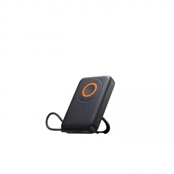 Joyroom JR-PBM02 power bank 22,5W 10000mAh 3 az 1-ben induktív mágneses MagSafe-kompatibilis beépített kábellel – fekete