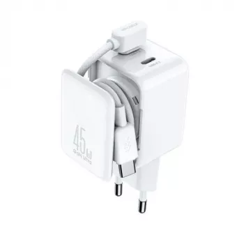 Joyroom JR-TCL05 45W GaN hálózati adapter kábelrendezővel – fehér