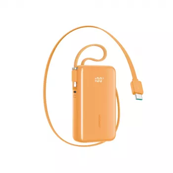 Joyroom JR-PR2 power bank 35W 10000mAh beépített USB-C és Lightning kábelekkel – narancssárga