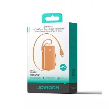 Joyroom JR-PR2L power bank 35W 10000mAh beépített USB-C kábelekkel – narancssárga