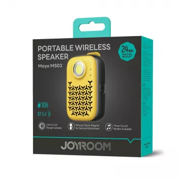 Joyroom Maya JR-MS03 hordozható Bluetooth hangszóró beépített zseblámpával, IPX4, 5W, 1200mAh, sárga