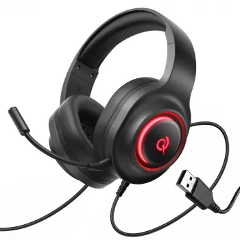 QCY V200 Pro vezetékes gamer headset virtuális 7.1 surround hanggal és levehető mikrofonnal – fekete