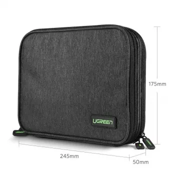 UGREEN elektronikai szervezőtok merevlemezhez HDD SSD telefon kábel kiegészítőkhöz 24,5 x 17,5 x 5 cm szürke (50147 LP149)