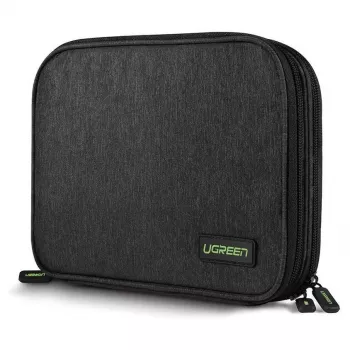 UGREEN elektronikai szervezőtok merevlemezhez HDD SSD telefon kábel kiegészítőkhöz 24,5 x 17,5 x 5 cm szürke (50147 LP149)