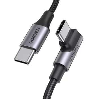 UGREEN USB-C–USB-C szögletes kábel US334 5A PD 100W 2m fekete