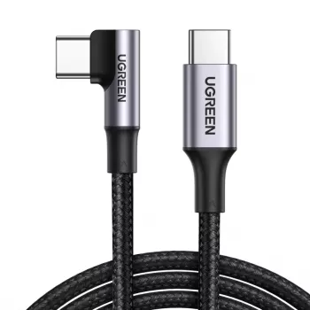 UGREEN USB-C–USB-C szögletes kábel US334 5A PD 100W 2m fekete
