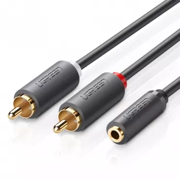 UGREEN AV102 audiokábel 2x RCA (Cinch)–3,5 mm jack 0,25 m fekete