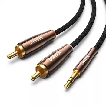 UGREEN 2x RCA (Cinch)–3,5 mm audiokábel, 2 m, fekete