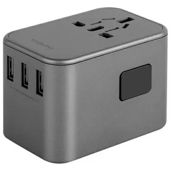 ENERGEA Travelworld 35.5W 3A2C USB Charger with US/EU/UK/AU Plugs, Gunmetal