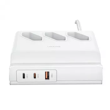 USAMS 65W Super SiFast töltés USB hosszabbító elosztó EU fehér CC160TC01 (US-CC160)