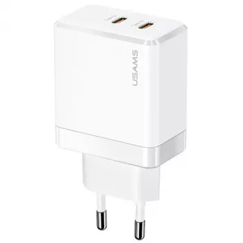 USAMS T54 GaN 40W 2xUSB-C PD gyorstöltő fali töltő fehér CC172TC02 (US-CC172)