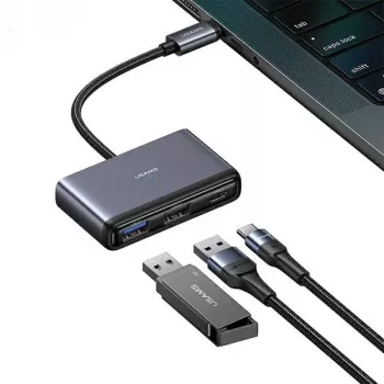 USAMS 5 az 1-ben USB-C hub USB 2.0/USB 3.0/USB-C/TF/SD sötétszürke SJ628HUB01 (US-SJ628)