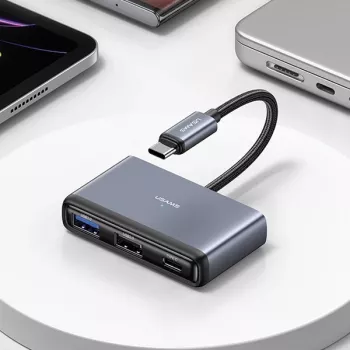 USAMS 5 az 1-ben USB-C hub USB 2.0/USB 3.0/USB-C/TF/SD sötétszürke SJ628HUB01 (US-SJ628)