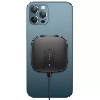 USAMS US-CD159 mágneses vezeték nélküli töltő 15W extravékony iPhone 12 sorozathoz fekete