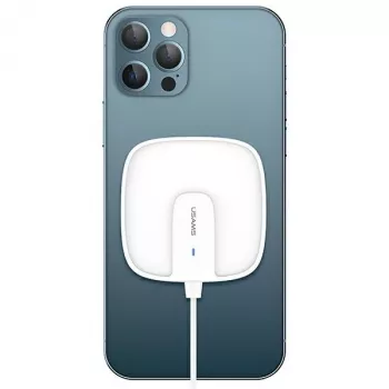 USAMS US-CD159 mágneses vezeték nélküli töltő 15W extravékony iPhone 12 sorozathoz fehér