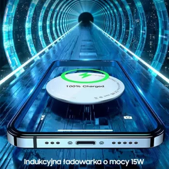 USAMS US-CD160 mágneses vezeték nélküli töltő 15W alumínium ezüst iPhone 12/13/14/15 sorozathoz