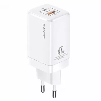 USAMS T41 GaN 47W USB-C + USB-A gyorstöltő (fehér) CC137TC02