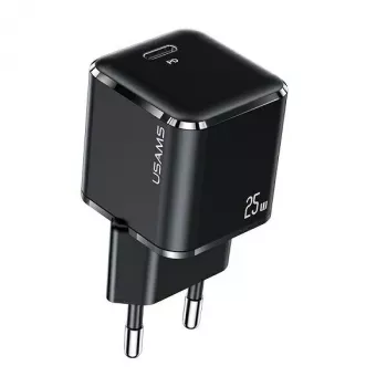 USAMS T42 Mini 25W USB-C PD3.0 gyorstöltő (csak fej) fekete CC140TC01