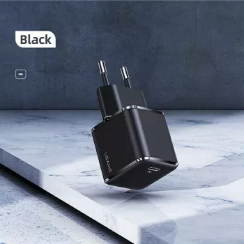 USAMS T42 Mini 25W USB-C PD3.0 gyorstöltő (csak fej) fekete CC140TC01