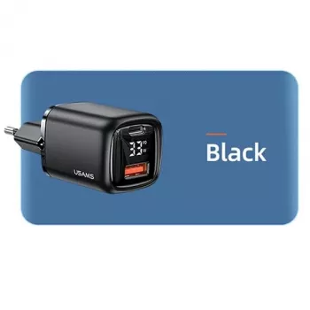 USAMS USB-C + USB-A 33W gyorstöltő PD3.0 QC3.0 fekete CC152TC01