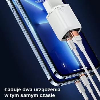 USAMS 33W USB-C + USB-A fali töltő PD3.0 QC3.0 gyorstöltés fehér CC152TC02