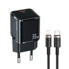 USAMS T45 30W PD3.0 USB-C gyorstöltő U63 USB-C - Lightning kábellel, fekete, UXTZH01