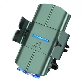 USAMS US-CD133 10W automatikus Qi vezeték nélküli autós töltő szellőzőrács-tartó zöld