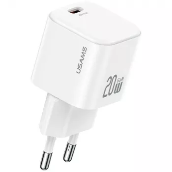 USAMS 20W USB-C PD fali töltő Lightning kábellel (1m) - fehér