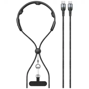 USAMS SJ759 U89 100W gyorstöltő USB-C kábel masszírozóval, 1,2m, fekete