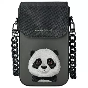 Nimmy 3 az 1-ben készlet: telefontok + pénztárca + trackertok, fekete, Big Eyed Pet 2.0 Panda