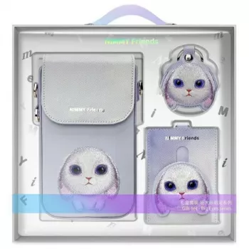 Nimmy 3 az 1-ben telefontok, pénztárca és nyomkövető-tok készlet – lila Big Eyed Pet 2.0 Rabbit